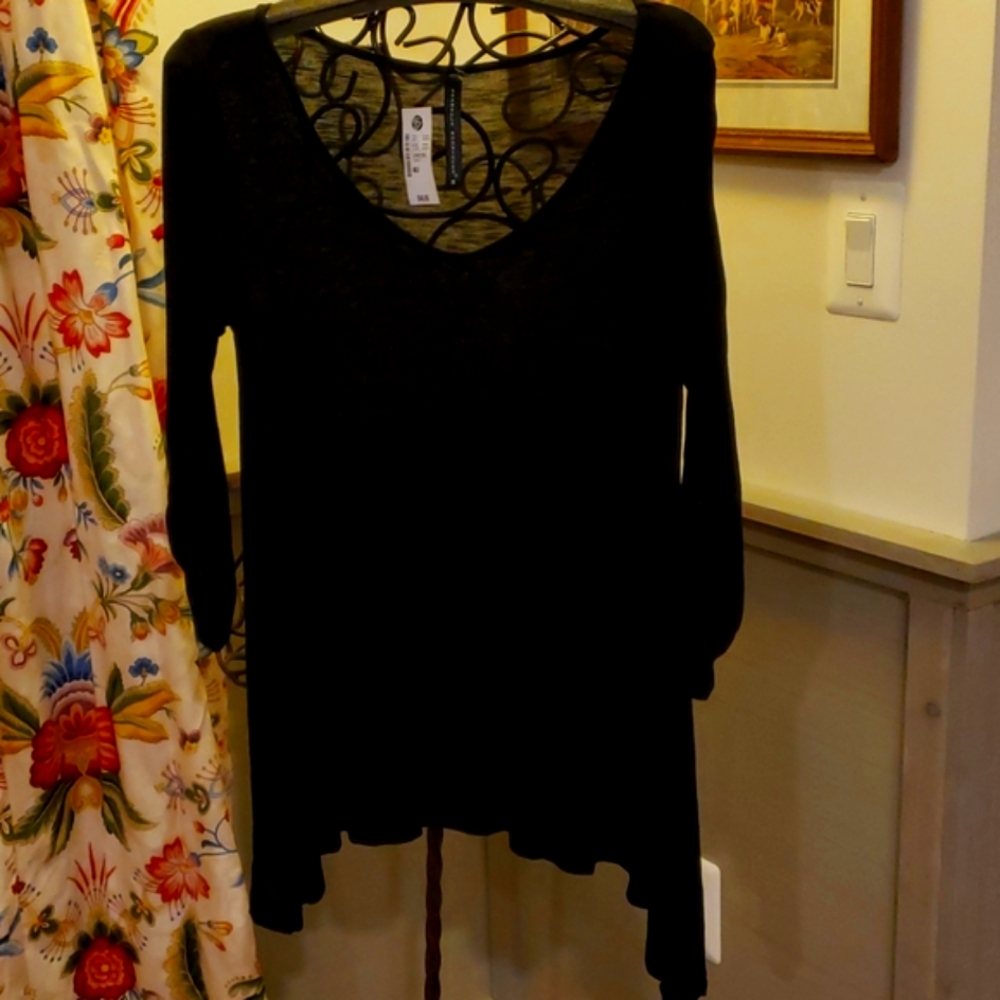 Isabella Rodriguez Black Shear V-Neck Top